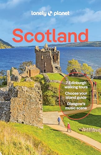 Travel guidebook with Scotland maps, photographs, and text, covered in a sturdy paperback binding.