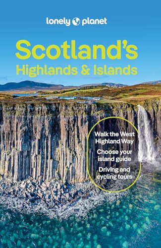 Lonely Planet Scotland's Highlands & Islands travel guide cover featuring a waterfall and rocky cliffs.