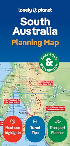 Lonely Planet South Australia planning map, showing roads and highlighted locations.