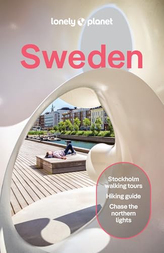 Lonely Planet Sweden travel guide cover featuring a person relaxing on a wooden deck.