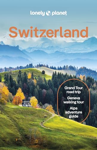 Lonely Planet Switzerland travel guide cover featuring a landscape of Swiss mountains and forests.