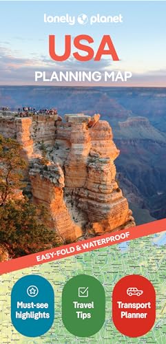 Lonely Planet USA Planning Map cover featuring a Grand Canyon landscape and map details.