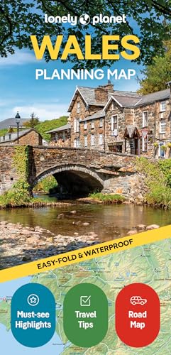 Lonely Planet Wales planning map featuring a stone bridge over a river and landscape.