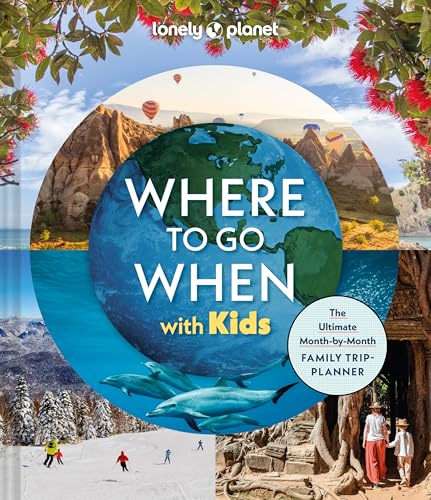 Lonely Planet travel guide cover with globe, landscapes, and family imagery.