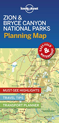Lonely Planet map of Zion & Bryce Canyon National Parks, Utah.