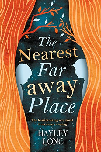 Book cover: “The Nearest Faraway Place” with silhouettes and abstract design.