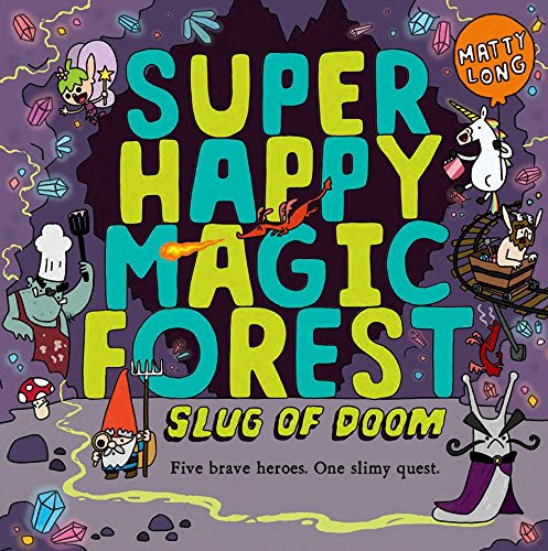 Colorful illustrated book cover featuring whimsical creatures and large text.