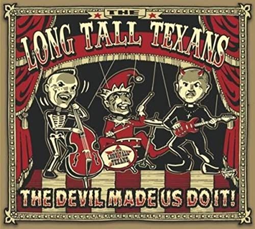 CD cover for Long Tall Texans, featuring cartoon devils and skeletons.