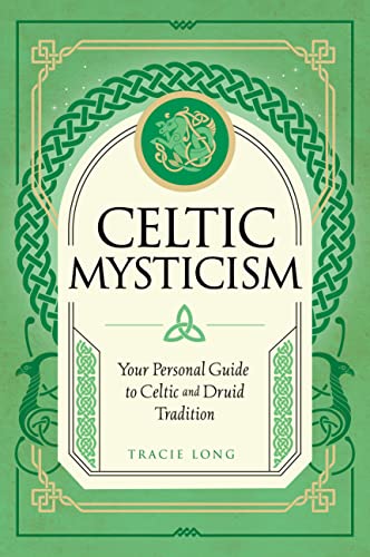 Book cover with Celtic knotwork, title “Celtic Mysticism”, and green accents.