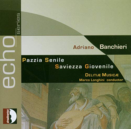 CD cover for Banchieri’s “Pazzia Senile” featuring Renaissance figures.