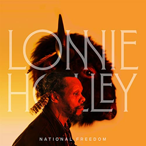 Album cover for Lonnie Holley’s “National Freedom” featuring a portrait and animal imagery.