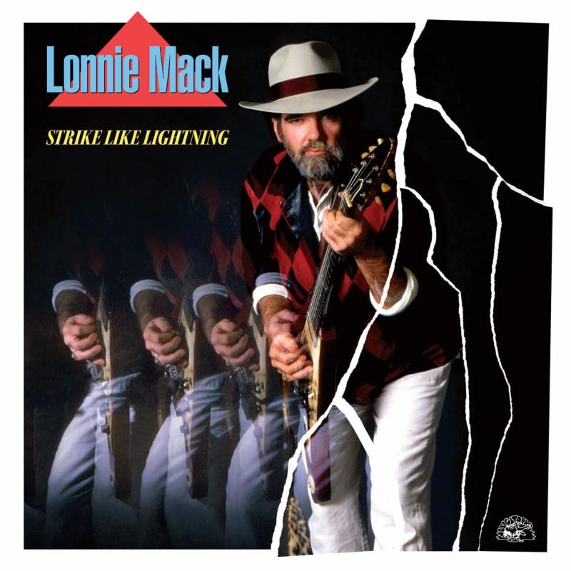 Album cover for Lonnie Mack’s “Strike Like Lightning” featuring a guitarist.