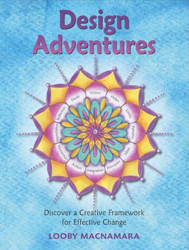 Book cover with colorful floral design and text: "Design Adventures.