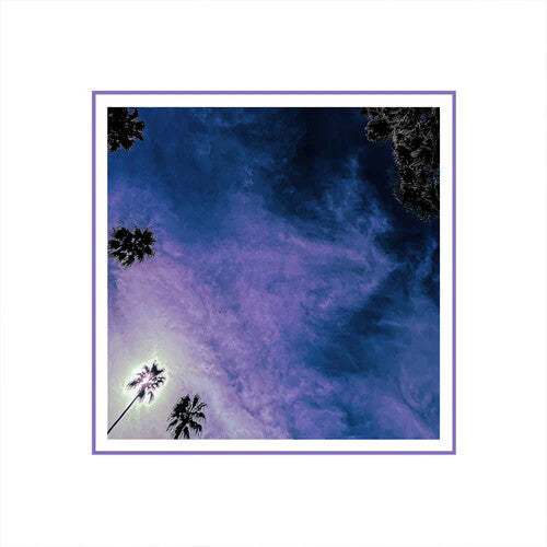 Purple and blue sky with silhouetted palm trees, square album art.