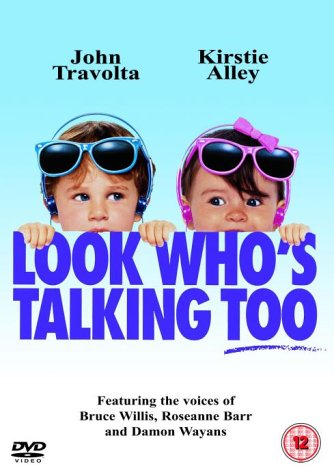DVD cover for "Look Who's Talking Too" featuring babies in sunglasses.