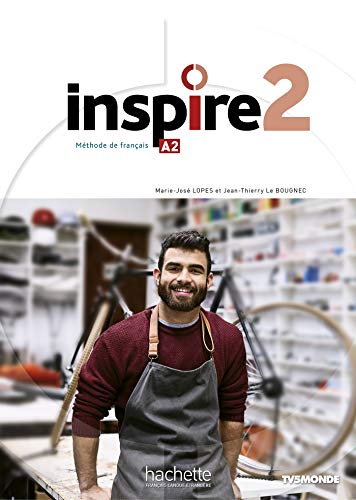 French textbook cover with a man in a bicycle repair shop.