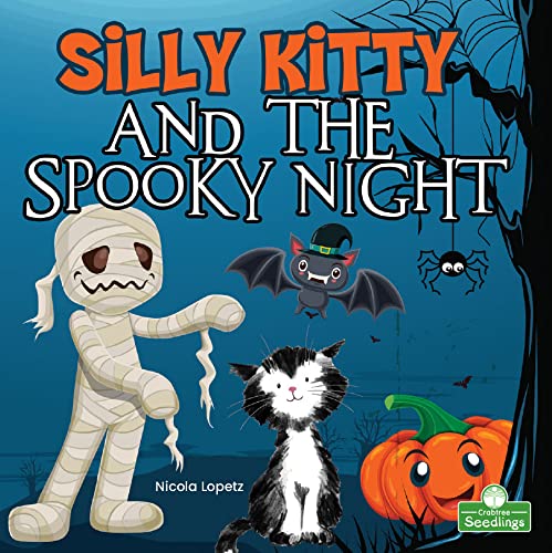 Book cover: a black and white cat with Halloween characters.