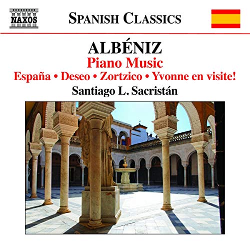 CD cover for Albeniz piano music featuring a Spanish courtyard.