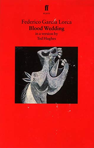 Red book cover with abstract silver figure and title "Blood Wedding.