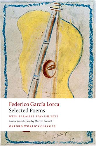 Book cover featuring a yellow abstract guitar drawing and text by Federico García Lorca.