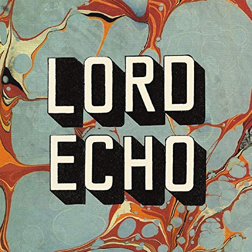 "Album cover with 'Lord Echo' in white text on a marbled red and blue background."