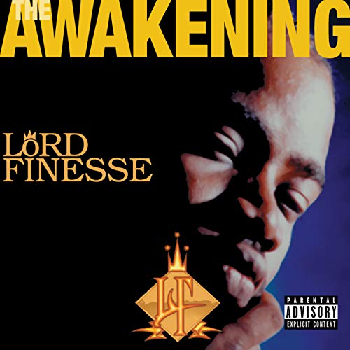 Album cover for Lord Finesse’s “The Awakening” featuring a portrait and gold crown.