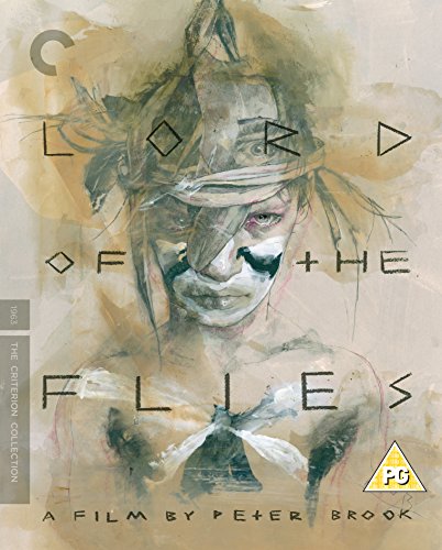 "Lord of the Flies" Blu-ray cover featuring a watercolor illustration of a masked boy's face.