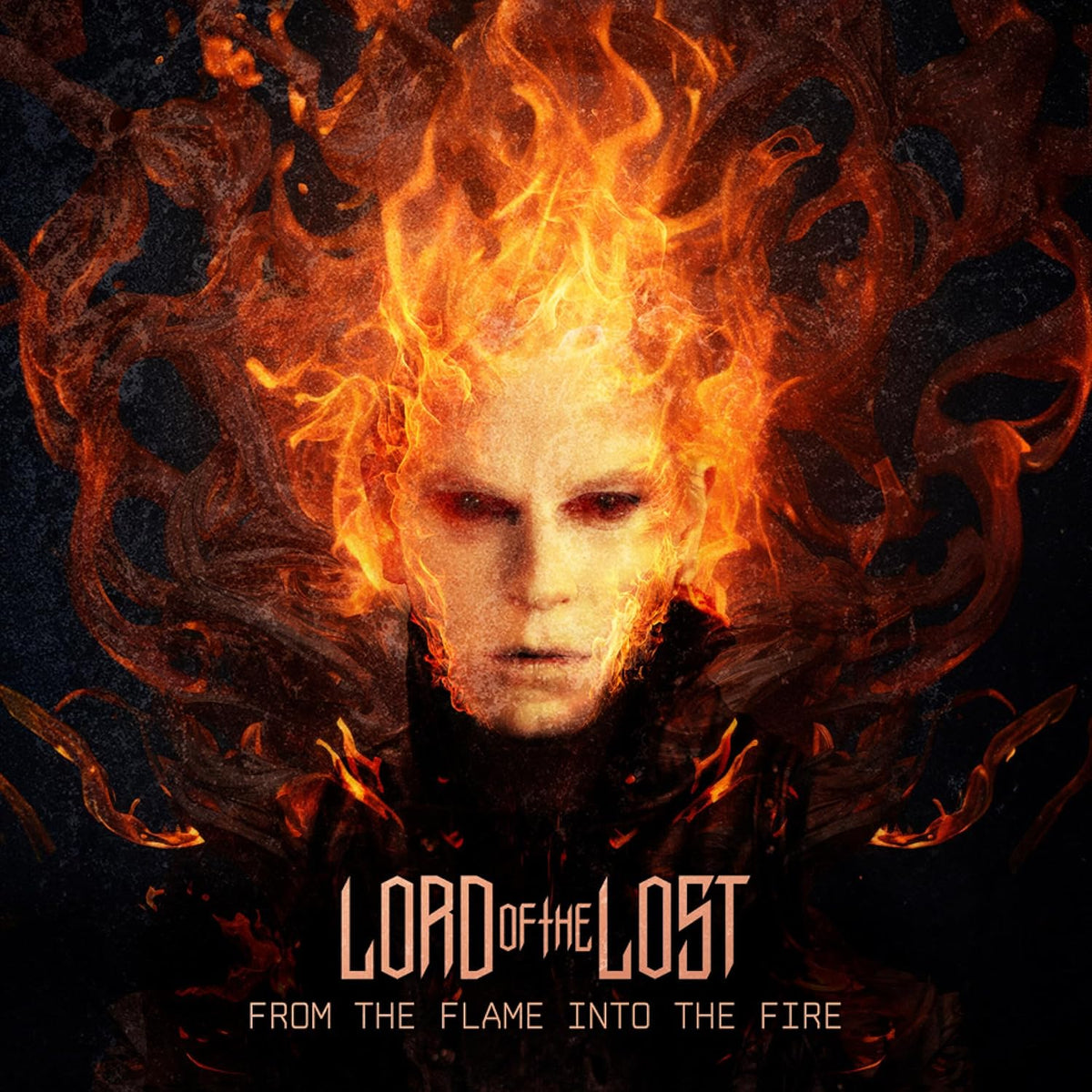 Person engulfed in flames, album cover for Lord Of The Lost.