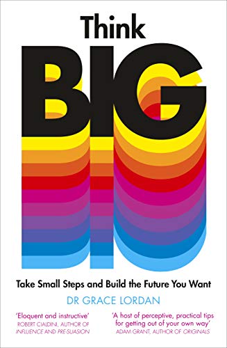 Book cover with bold text "Think BIG" and rainbow colored stripes.