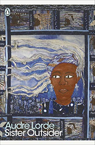 Book cover featuring a textile portrait of Audre Lorde against a blue background.