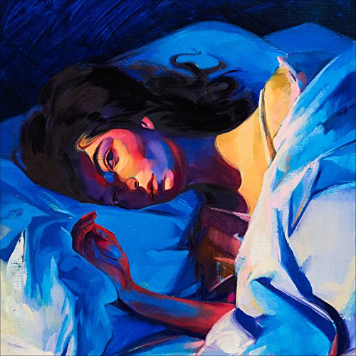 Painting of a woman lying in blue light, eyes closed.