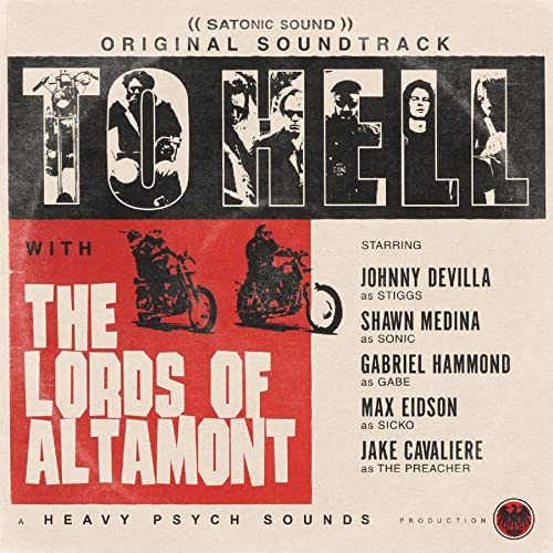 Vinyl album cover for "To Hell With The Lords" featuring motorcycles and portraits.