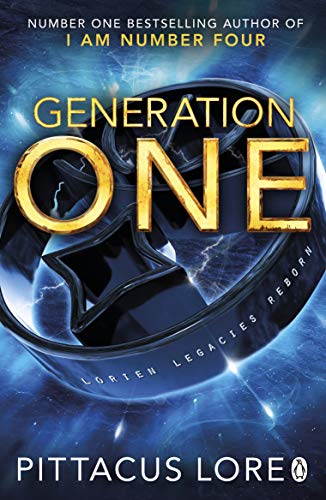 Book cover: “Generation One” by Pittacus Lore, featuring a blue starburst.