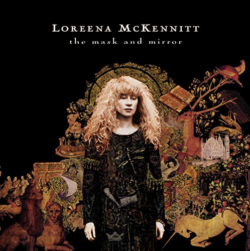 Album cover for Loreena McKennitt’s “The Mask And Mirror” featuring a woman and animals.