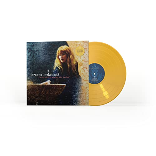 Loreena McKennitt album cover and transparent yellow vinyl record.