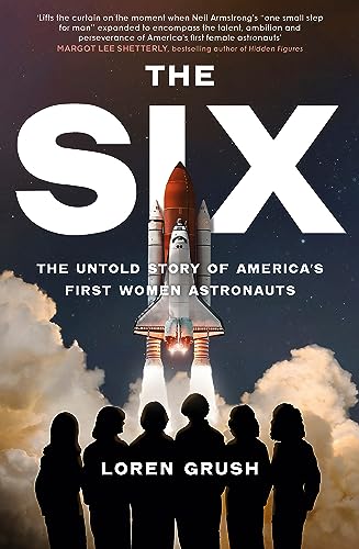 Book cover showing six silhouettes looking up at a space shuttle launching into space.
