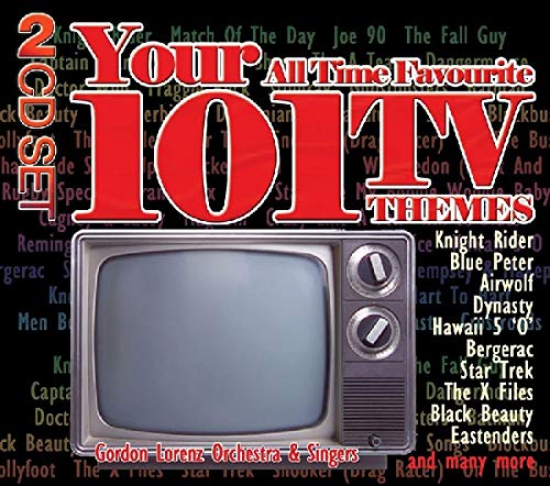 CD cover for "Your 101 All Time Favourite TV Themes" with a retro TV.