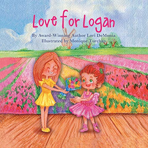 Book cover: two young girls exchanging flowers in a colorful field.