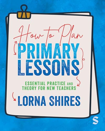 Book cover titled How to Plan Primary Lessons by Lorna Shires on a notepad background.