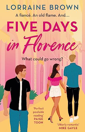 Book cover: three people walking down a sunny Florence street.