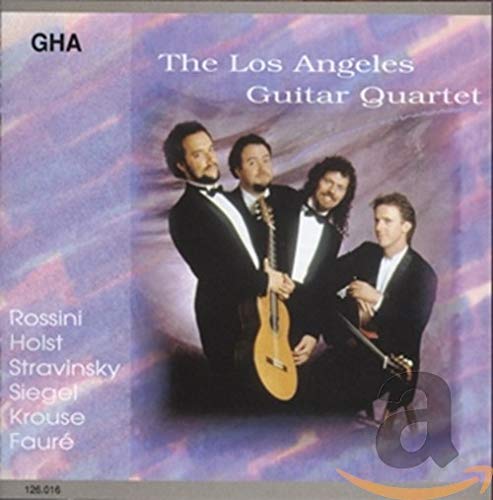 CD cover featuring four men in suits with guitars, soft purple background.