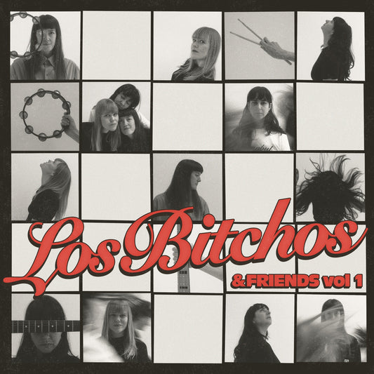 CD cover for Los Bitchos & Friends Vol 1, black and white portraits.