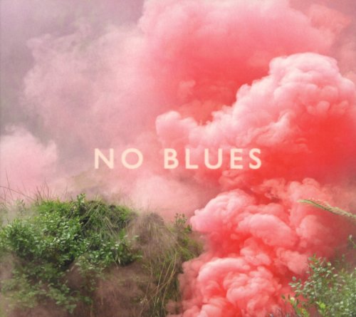 Album cover for Los Campesinos’ “No Blues” featuring pink smoke and foliage.