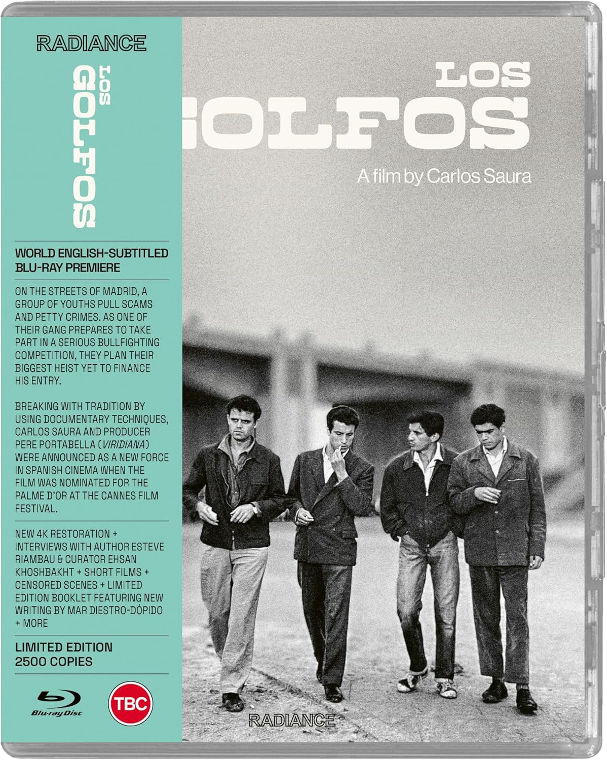 Blu-ray cover for Los Golfos featuring four men walking in black and white.