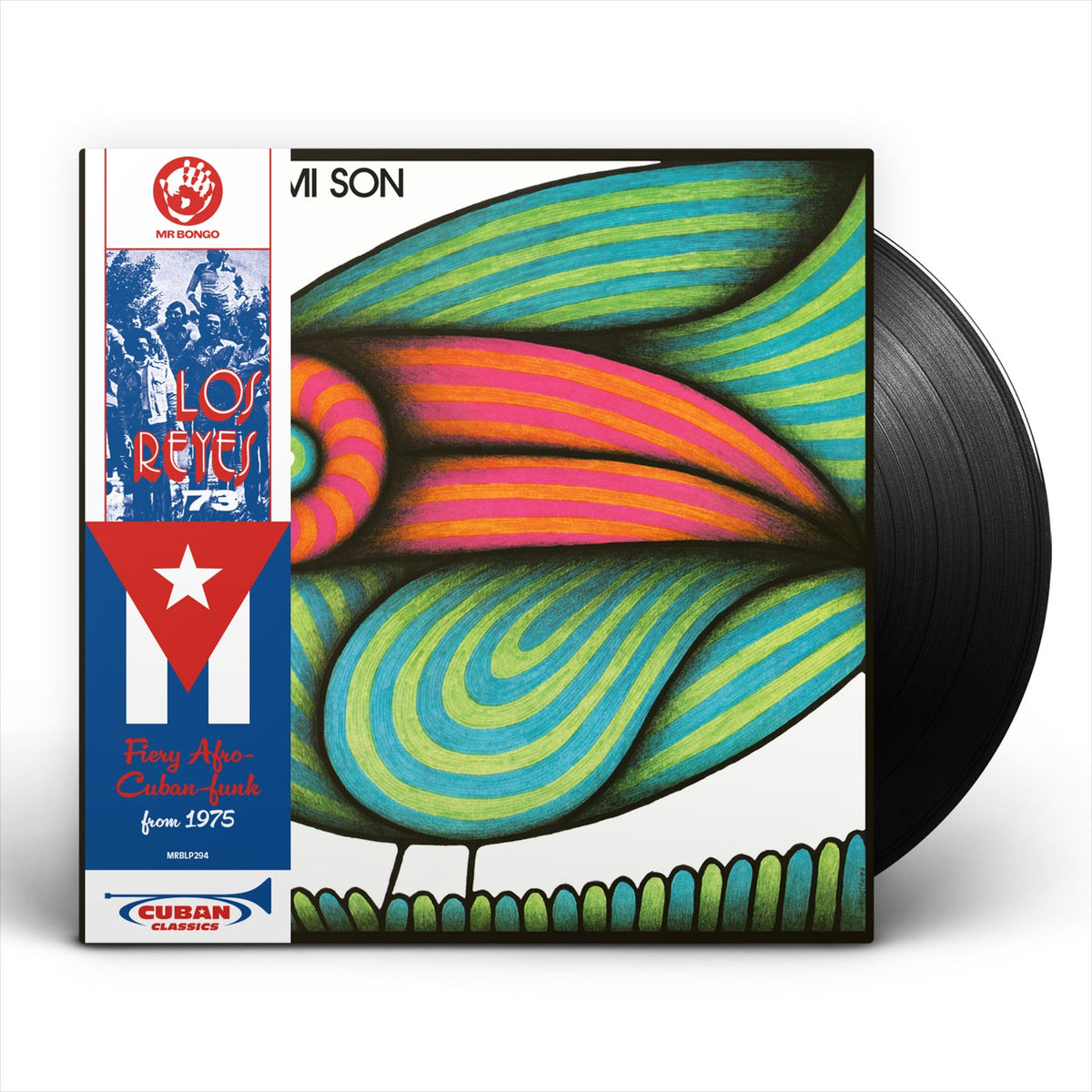 Vinyl record cover for Los Reyes 73, featuring a band photo and colorful design.