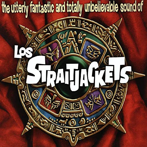 "Album cover featuring a gold Aztec calendar on a red velvet background."