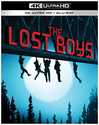 “The Lost Boys” 4K UHD Blu-ray cover with silhouetted figures and a moon.