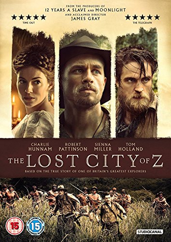 DVD cover for "The Lost City of Z" with actors' portraits and jungle scene.