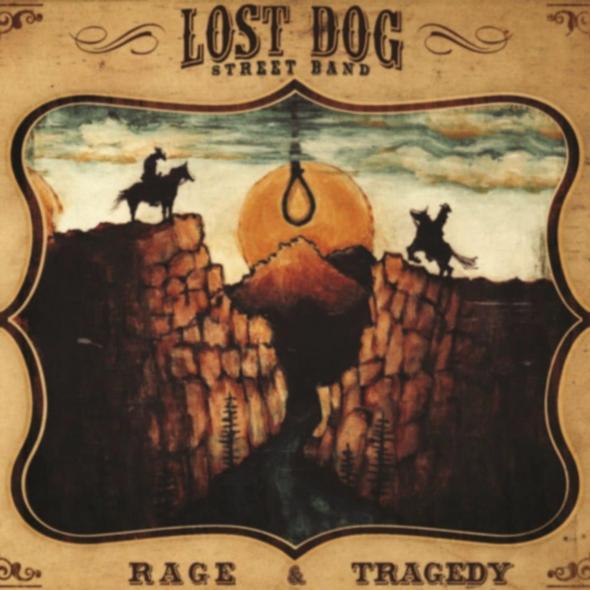 Album cover: desert landscape with silhouetted figures and a hanging noose.