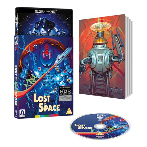 “Lost In Space” Blu-ray case and disc featuring robots and space scenes.